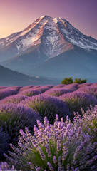 Wall Mural - Peak Perfection, Single Mountain Form on Lavender Gradient Sky with Delicate Texture.