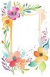 floral frame with copyspace on white background. field flowers mockup, watercolor illustration.