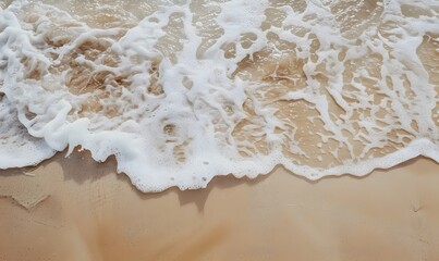 Wall Mural - beige sand and water, gentle waves in the background, Generative AI