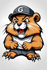 a cartoon angry gopher mascot suitable as a sports team logo