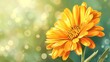 Close-up of a beautiful calendula medicinal flower. Natural plant background. Illustration for cover, card, postcard, interior design, banner, poster, brochure or presentation. hyper realistic 