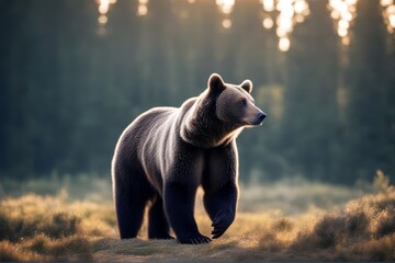 'bear animal brown grizzly mammal natural world wildlife wild beast fur claw guard nature ursus watch brute zoo white background life canino fang eye smile ear big fat heavy to sit stay'