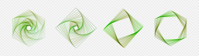 Leinwandbilder - Logo square light effect, spiral perspective with rotation, fractal shape mystical portal, identity balance shape design template. Vector	

