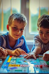 children play monopoly board games