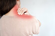 woman suffering from neck pain spreading to shoulder, office syndrome