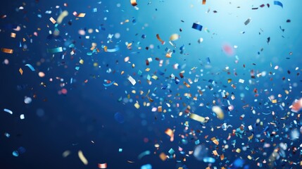 Celebration and colorful confetti party on blue abstract background