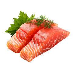 Wall Mural - Delicious raw salmon for sushi isolated on transparent background