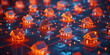 Smart city in night with building home insurance connection line. digital social network modern house and office data communication. background.