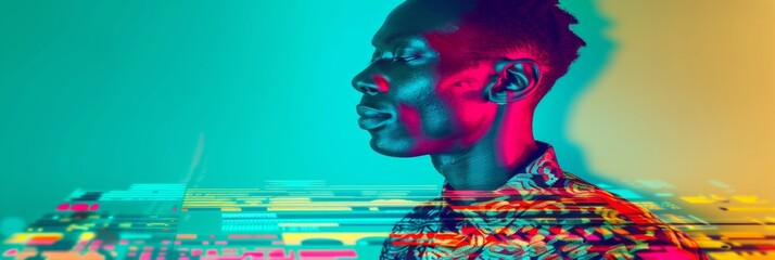 Aufkleber - African-American Hip-Hop Producer Utilizing AI Software in a Digital Music Studio for Black Music Month