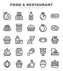 Food and Restaurant elements. Lineal web icon set. Simple vector illustration.