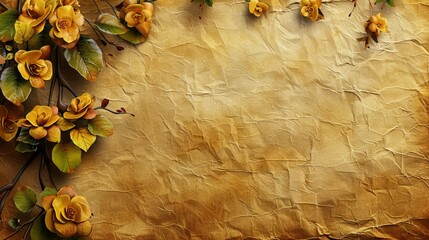 Sticker -   A sheet of paper displaying yellow blooms and overlaid green foliage