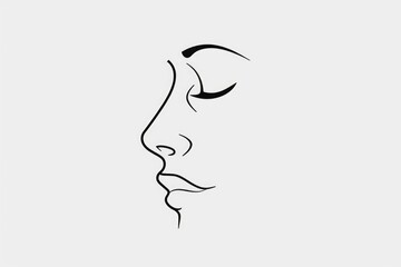 Canvas Print - Black and white drawing of a woman's face, suitable for artistic projects