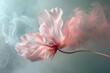 A blossom with petals that look like soft, swirling clouds, floating slightly above the stem, drifting lazily when touched