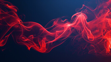 Canvas Print - bright red smoke abstract background drifts over a navy blue background, bold and eye-catching.