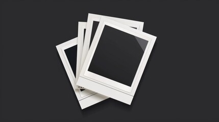 Wall Mural - Three polaroid frames stacked on top of each other. Perfect for adding a vintage touch to your designs