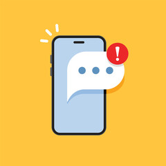 Phone notifications icon in flat style. Smartphone with new notice vector illustration on isolated background. Reminder message sign business concept.