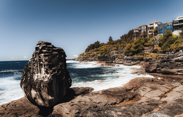 Wall Mural - landscape nature of cliff with ocean at royal national park coastal walk in sydney nsw australia - n