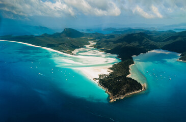 Wall Mural - whitehaven beach and hill inlet. aerial drone shot. whitsundays queensland australia, airlie beach.