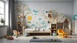 Zauberhaftes Kinderzimmer: Verspieltes Design mit Baum-Wandgemälde und kindgerechter Möblierung