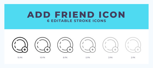 Add friend icon illustration vector with editable stroke.