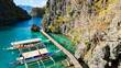  One of the best island and beach destination in the world, a stunning view of rocks formation and clear water of Coron Palawan, Philippines.