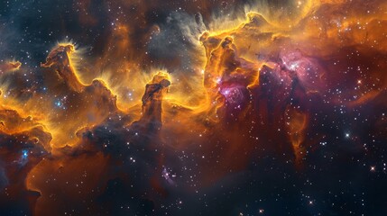 Wall Mural - An awe-inspiring view of a star-forming nebula, with clouds of gas and dust billowing amid the cosmic landscape