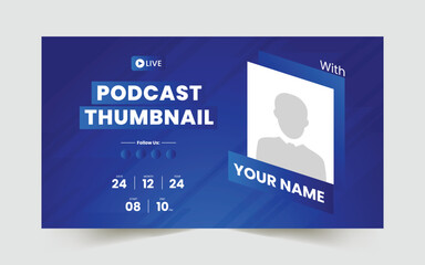 Wall Mural - editable youtube thumbnail template design for podcast or webinar youtube videos, live stream, marke