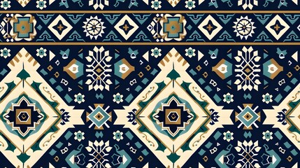  Vibrant Geometric Ornamental Tile Pattern for Textiles and Wallpaper Designs