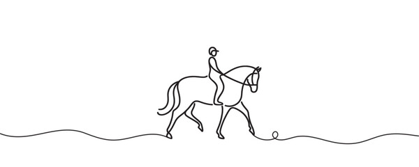 Wall Mural - Continuous single line drawing. graphic illustration of a rider on a horse