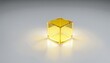 golden cube yellow transparent 3d