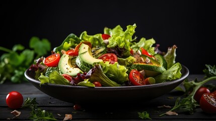 Canvas Print - nutritious healthy food dark background