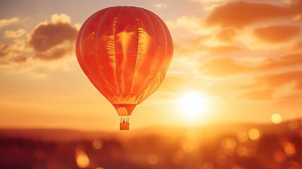 Wall Mural - silhouette balloons sun