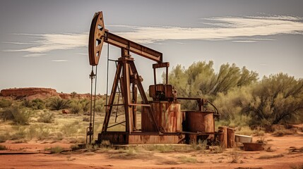 Wall Mural - pump old oil well