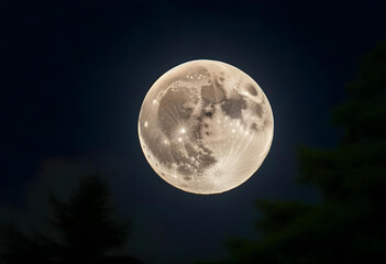 Wall Mural - A photo of a full moon in a cloudy night sky