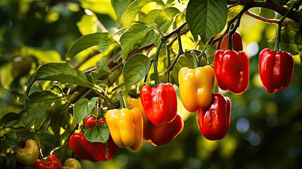 Poster - ripe red and yellow peppers