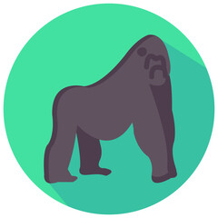 Wall Mural - gorilla round flat vector icon