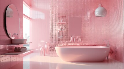 Wall Mural - pastel pink interior design