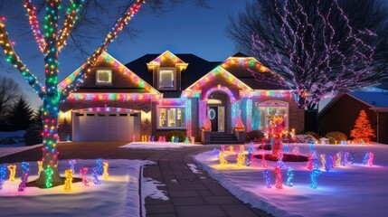 Sticker - dazzling christmas colorful lights