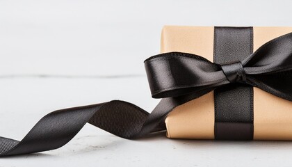 Wall Mural - gift box with black ribbon