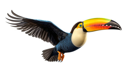 Wall Mural - toucan in flight isolated on transparent background cutout