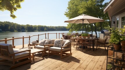 Poster - waterfront lake house interior