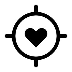 Sticker - love target glyph icon