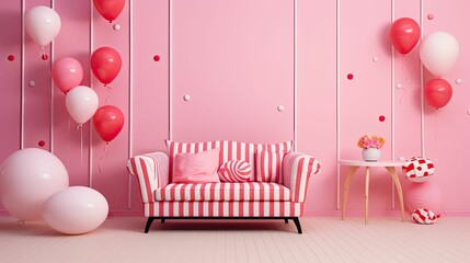 Poster - polka pink room mockup