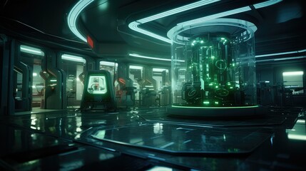 laboratory blurred sci fi interior