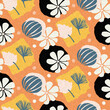 Midcentury modern floral endless pattern. Organic summer gender neutral 70s matisse wallpaper. 
