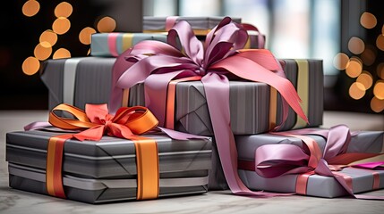 Canvas Print - gifts ribbon gray