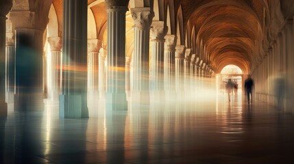 Wall Mural - pillars blurred palace interior