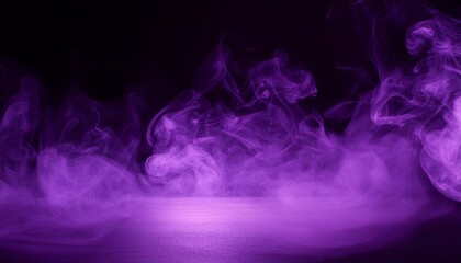 abstract purple misty fog on isolated black background smoke stage studio texture overlays the concept of aromatherapy