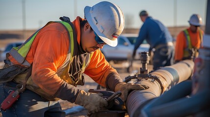 Canvas Print - rig oil field worker