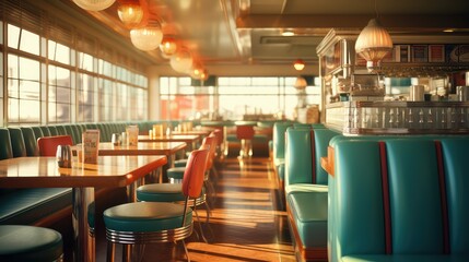 Sticker - vintage blurred diner interior